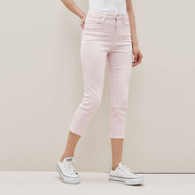 Load image into Gallery viewer, Pink Stripe Cropped Slim Jeans
