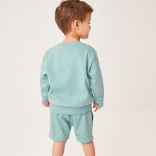 Load image into Gallery viewer, Teal Blue Sweatshirt and Shorts Set (3mths-6yrs)
