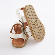 Load image into Gallery viewer, White Leather Woven Ankle Strap Sandal (Younger Girls)
