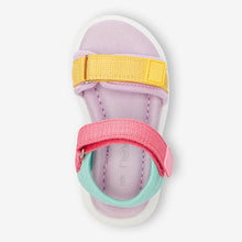 Load image into Gallery viewer, Bright Rainbow Trekker Sandals (Younger Girls)
