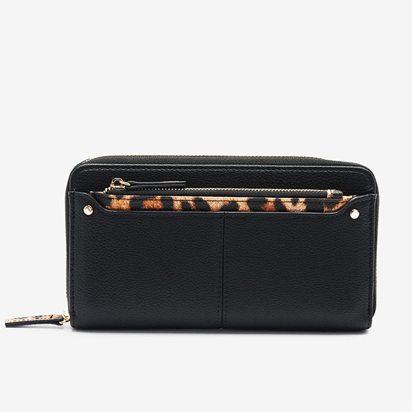 Black Animal Large Purse With Pull-Out Zip Coin Purse