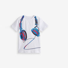 Load image into Gallery viewer, White Headphones Short Sleeve Graphic T-Shirt (4-12yrs)
