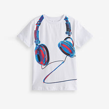 Load image into Gallery viewer, White Headphones Short Sleeve Graphic T-Shirt (4-12yrs)
