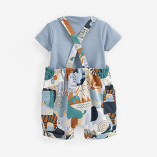 Load image into Gallery viewer, Blue Jersey Short Baby Dungarees And Bodysuit (0mths-18mths)
