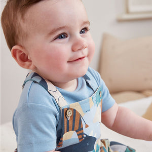 Blue Jersey Short Baby Dungarees And Bodysuit (0mths-18mths)