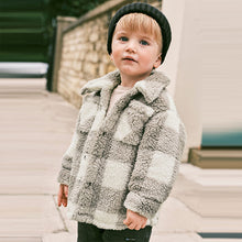 Load image into Gallery viewer, Grey Teddy Fleece Borg Shacket (3mths-5-6yrs)
