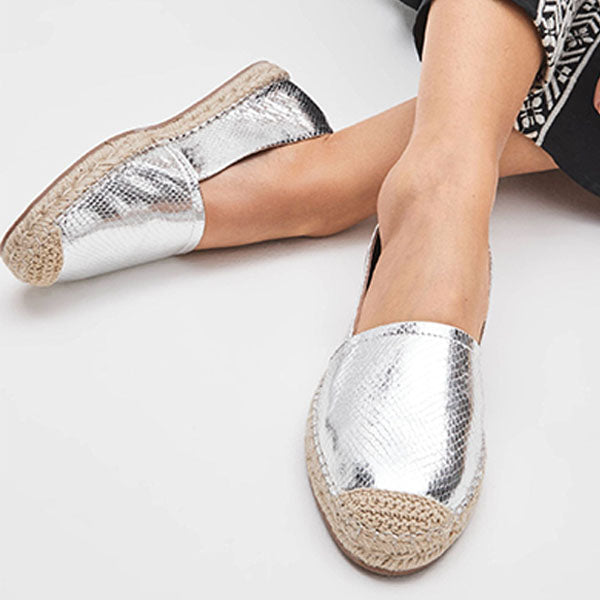 Silver Forever Comfort Flat Espadrille Shoes