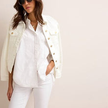 Load image into Gallery viewer, White Regular Fit Denim Jacket
