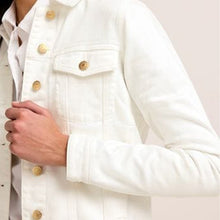 Load image into Gallery viewer, White Regular Fit Denim Jacket
