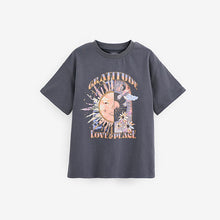 Load image into Gallery viewer, Charcoal Grey/Purple Oversized Graphic T-Shirt (3-12yrs)
