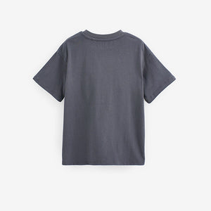 Charcoal Grey/Purple Oversized Graphic T-Shirt (3-12yrs)
