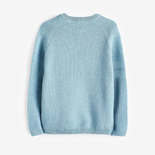 Load image into Gallery viewer, Blue With Stag Textured Crew Jumper (3-12yrs)
