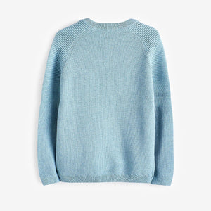 Blue With Stag Textured Crew Jumper (3-12yrs)