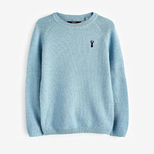 Load image into Gallery viewer, Blue With Stag Textured Crew Jumper (3-12yrs)
