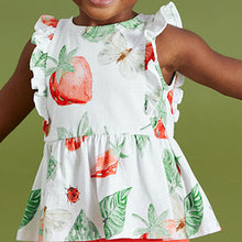 Load image into Gallery viewer, Red/White Strawberry Cotton Frill Peplum Vest (3mths-6yrs)
