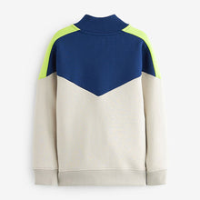 Load image into Gallery viewer, Blue/Lime Green Colourblock Zip Through Sweat Top (3-12yrs)
