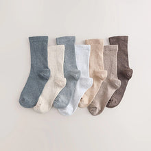 Load image into Gallery viewer, Neutral Cotton Rich Fine Rib Socks 7 Pack (Younger Boys)
