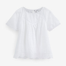 Load image into Gallery viewer, White Short Sleeve Broderie T-Shirt
