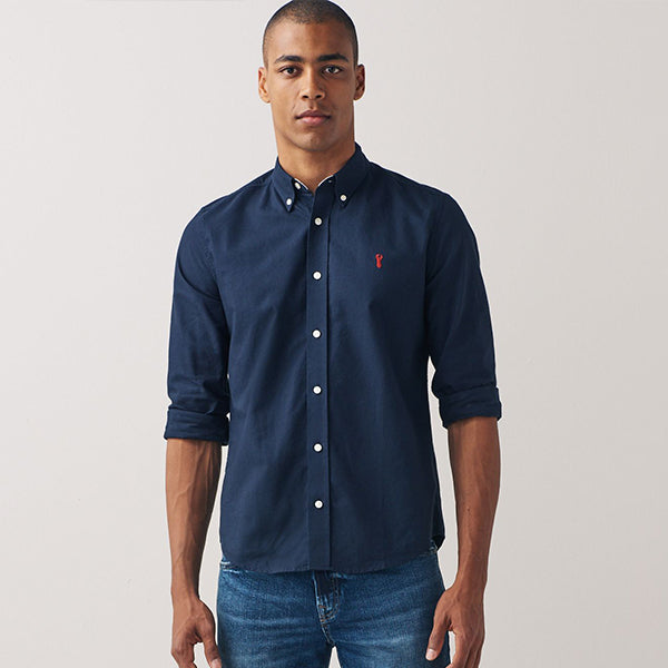 Navy Blue Regular Fit Long Sleeve Oxford Shirt