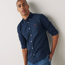 Load image into Gallery viewer, Navy Blue Regular Fit Long Sleeve Oxford Shirt

