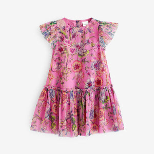 Pink Sequin Embellished Mesh Party Dress (3mths-6yrs)