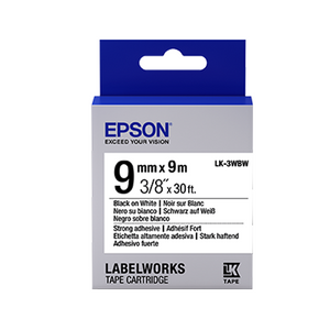 EPSON LABEL CARTRIDGE STRONG ADHESIVE LK-3WB BLACK/WHITE 9MM (9M)