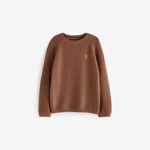 Tan Brown Textured Crew Jumper (3-12yrs)