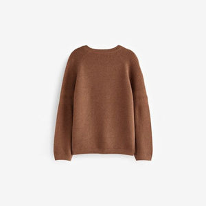 Tan Brown Textured Crew Jumper (3-12yrs)