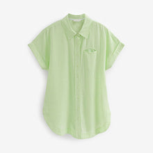 Load image into Gallery viewer, Green Short Sleeve Shirt With Linen
