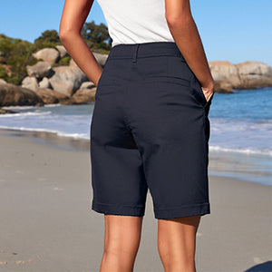 Navy Blue Chino Knee Shorts