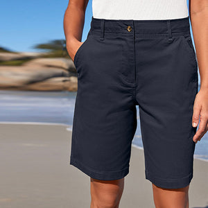 Navy Blue Chino Knee Shorts