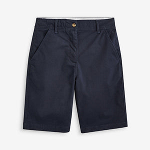 Navy Blue Chino Knee Shorts