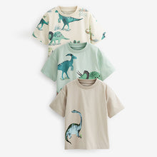 Load image into Gallery viewer, Green Dinosaur Oversized Short Sleeve Character T-Shirts 3 Pack (3mths-6yrs)
