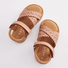Load image into Gallery viewer, Tan Brown Scallop Detail Sandals (Older Girls)
