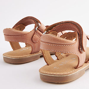 Tan Brown Scallop Detail Sandals (Older Girls)
