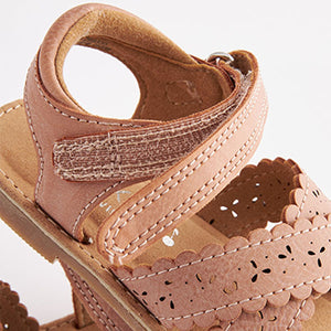 Tan Brown Scallop Detail Sandals (Older Girls)