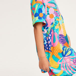 Bright Tropical Print Short Sleeve Jersey Dress (3-12yrs)