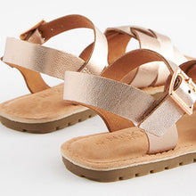 Load image into Gallery viewer, Rose Gold Woven Leather Sandals (Older Girls)
