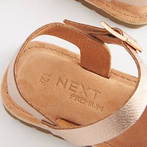 Rose Gold Woven Leather Sandals (Older Girls)
