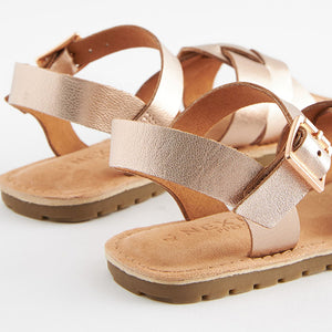 Rose Gold Woven Leather Sandals (Older Girls)