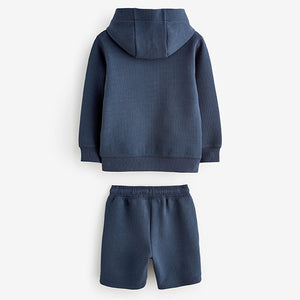 Navy Textured Utility Hoodie and Shorts Set (3-12yrs)