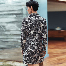 Load image into Gallery viewer, Black Marble Long Sleeve Button Through Mini Shirt Dress
