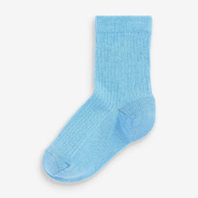 Load image into Gallery viewer, Blue Cotton Rich Fine Rib Socks 7 Pack (Younger Boys)

