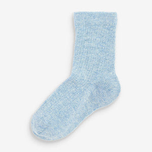 Blue Cotton Rich Fine Rib Socks 7 Pack (Younger Boys)