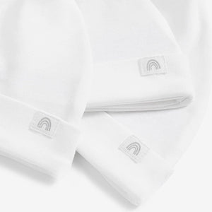 White Baby Tie Top Hats 3 Pack (0-12mths)