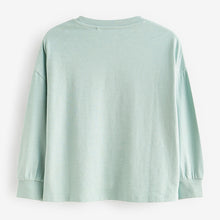 Load image into Gallery viewer, Teal Blue Sequin Flowers Long Sleeve T-Shirt (3-12yrs)
