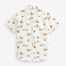 Load image into Gallery viewer, White London Print Short Sleeve Shirt &amp; Bow Tie Set (3mths-6yrs)
