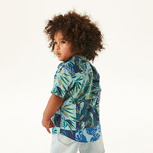 Load image into Gallery viewer, Blue Floral Printed Short Sleeve Shirt (3mths-6yrs)
