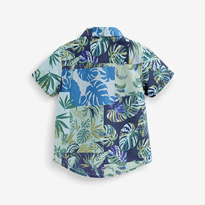 Blue Floral Printed Short Sleeve Shirt (3mths-6yrs)