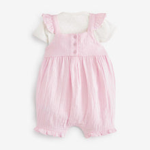 Load image into Gallery viewer, Pink Dungaree Set (0mth-18mths)
